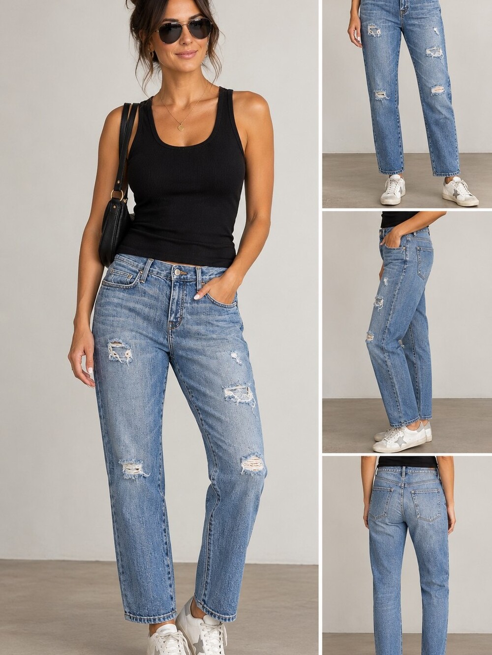 Current/Elliott Light Blue Distressed Boyfriend Jeans